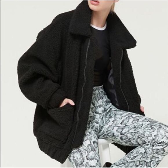 Urban Outfitters I.AM.GIA Black Oversized Teddy Coat M - Picture 1 of 7
